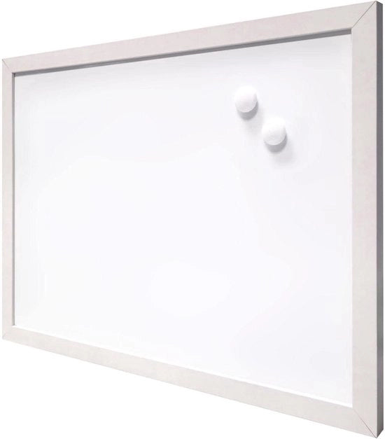 Tavolo bianco magnetico con cornice in legno - 40 x 30 cm - rimovibile senza acqua - inclusi magneti