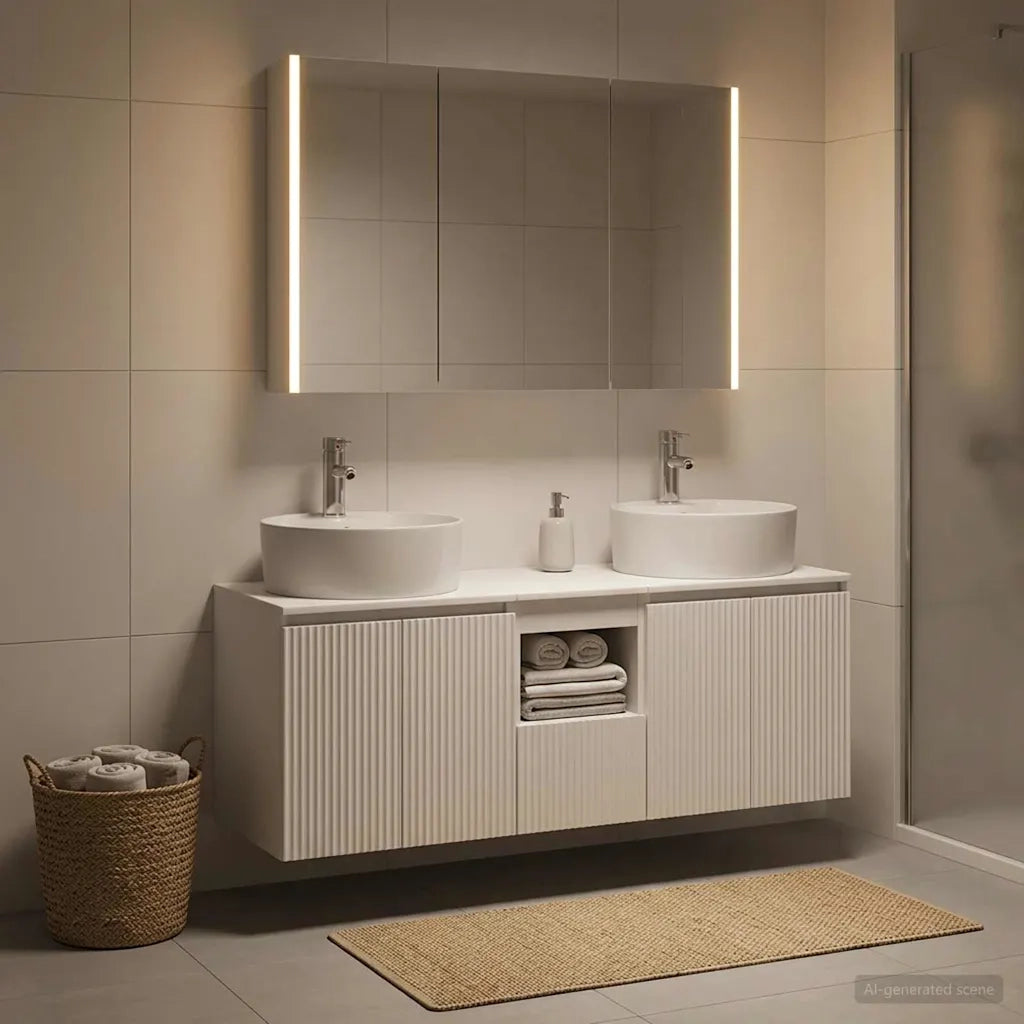 Set di Armadi da Bagno 4 pcs Bianco Legno ingegnerizzato 3406463