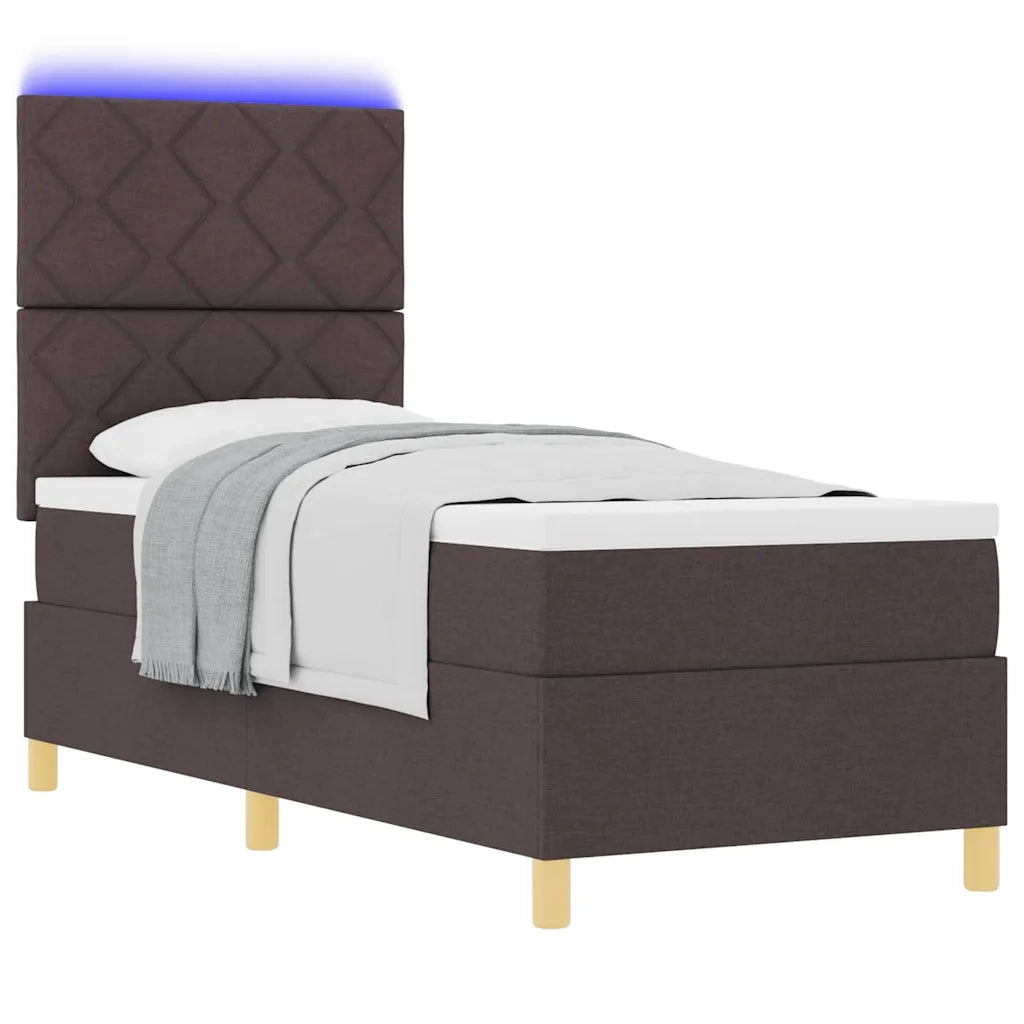 Letto a Sorgente LED Marrone Scuro 80 x 200 cm Tessuto 3343134