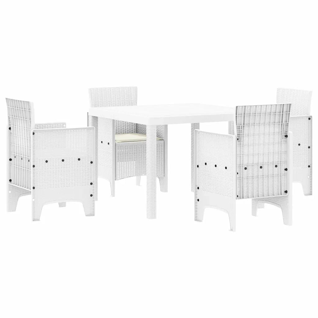 Set da Pranzo per Giardino 5 pcs Bianco Polipropilene