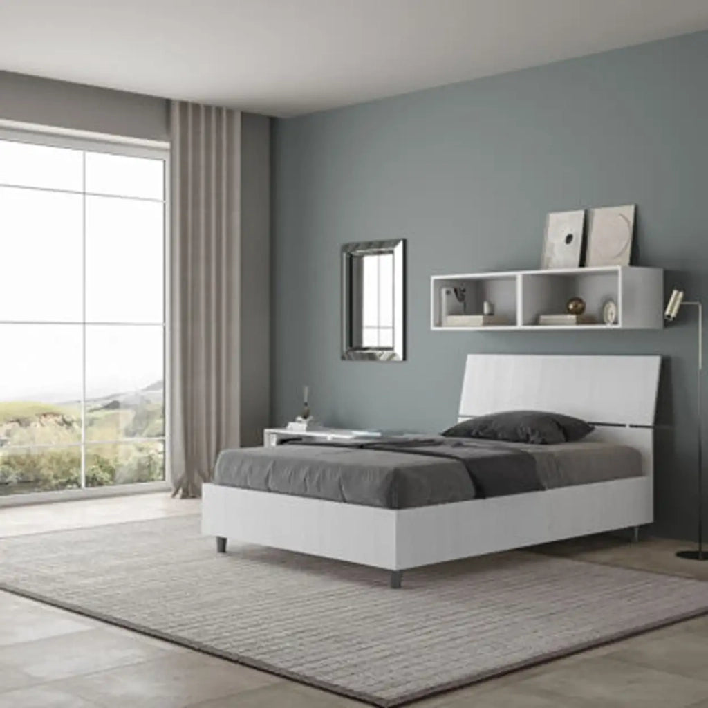 Letto una piazza e mezza senza rete 120x200 testata inclinata bianco frassino Demas