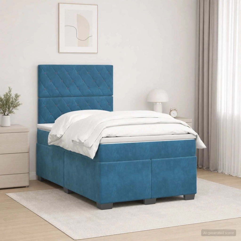 Letto box spring con materasso Blu 120 x 190 cm Velluto 3455064