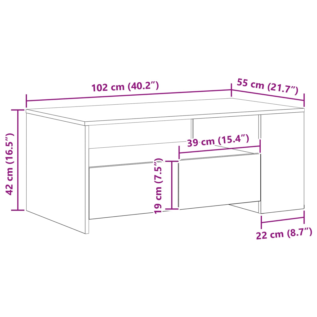 Tavolino da caffÃ¨ in legno vecchio 102x55x43,5 cm in legno ingegnerizzato