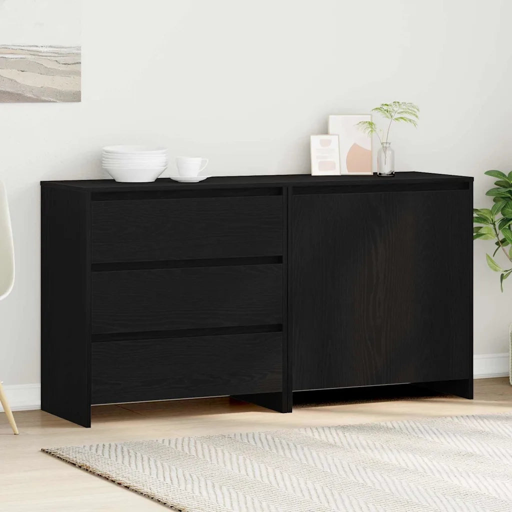 Credenza 2 pz | Madia | Buffet da pranzo | Armadio da pranzo Nero 70 x 41 x 75 cm Legno multistrato
