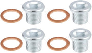 Set di 4 flessimi M16x1.5 per scarico olio motore per Volvo 260 - Color argento - Materiale metallico duraturo.