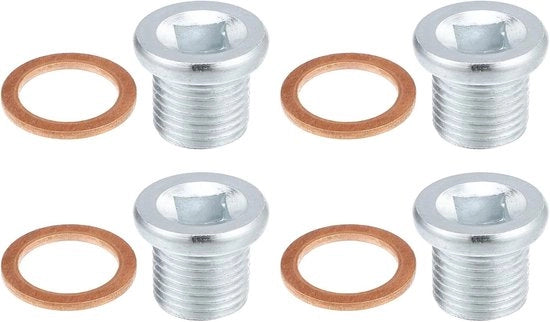 Set di 4 flessimi M16x1.5 per scarico olio motore per Volvo 260 - Color argento - Materiale metallico duraturo.