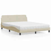 Letto con Materasso Dover Crema 160x200 cm in Tessuto