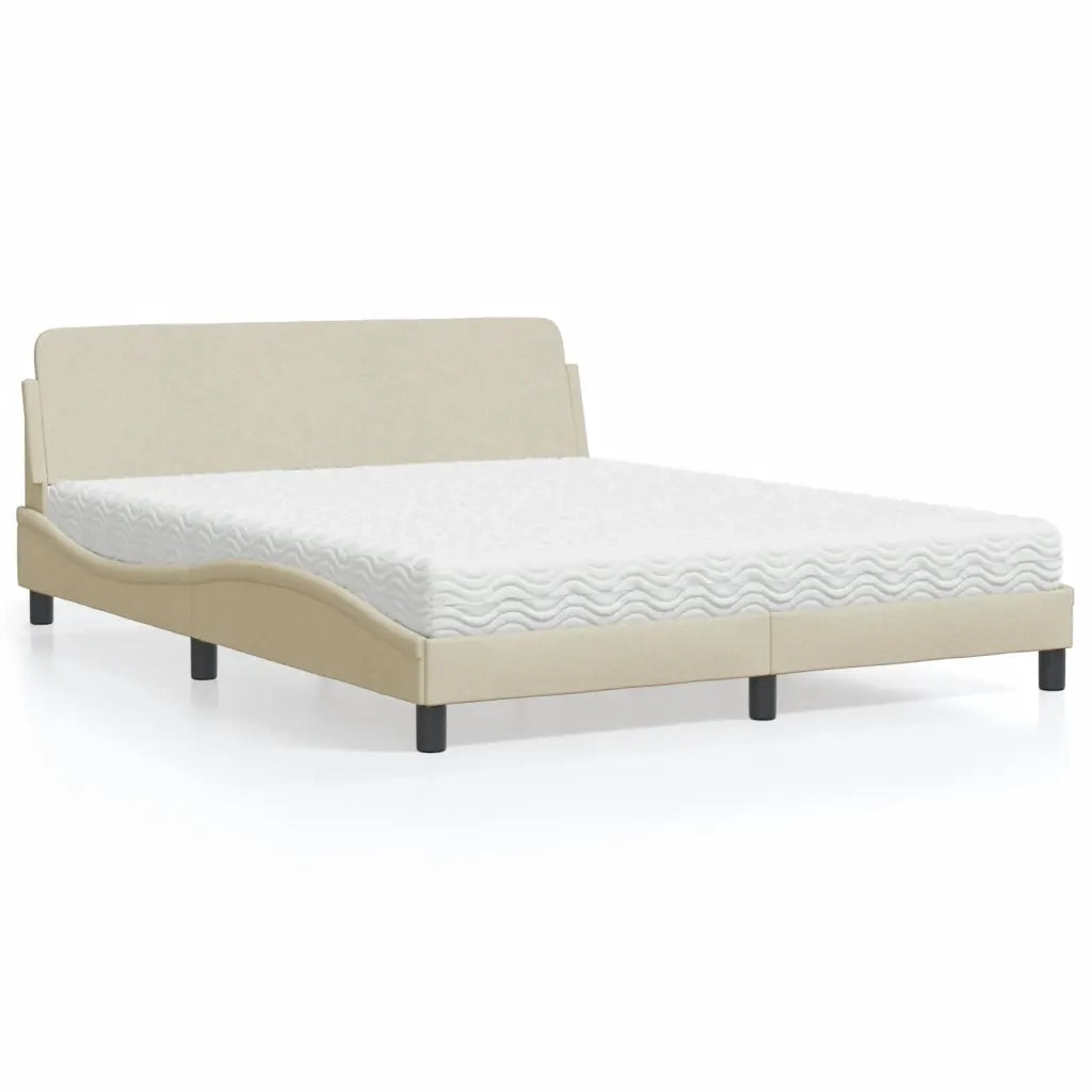 Letto con Materasso Dover Crema 160x200 cm in Tessuto