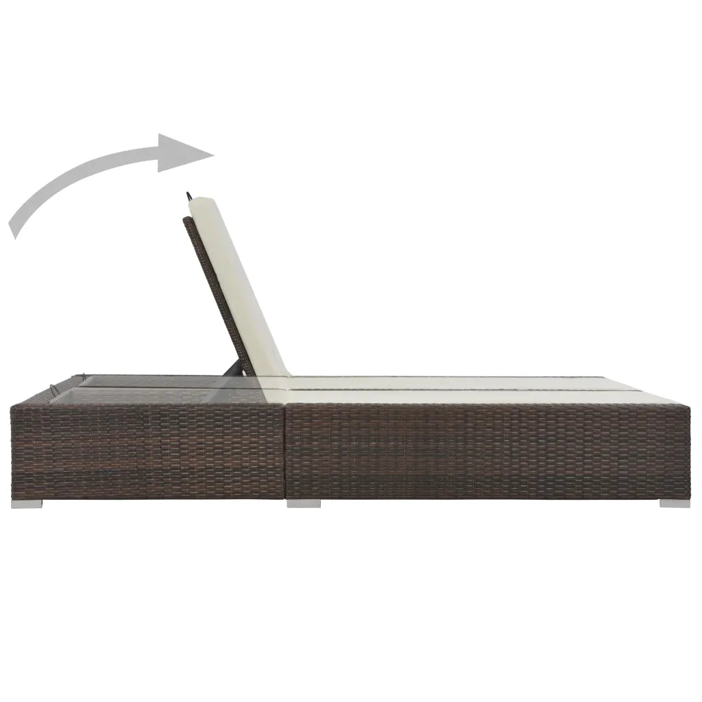 Lettino Prendisole | Sdraio da giardino | Lettino da sole Doppio in Polyrattan Marrone