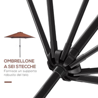 Ombrellone da Giardino Inclinabile Ø260x235 cm in Metallo e Poliestere Nero e Caffè