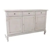 Credenza madia buffet in legno bianco anticato 3 ante chic mod Martini con piedi provenzali
