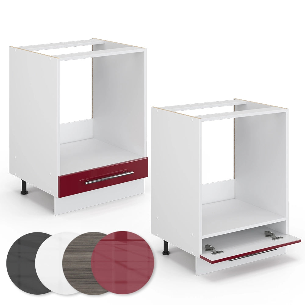 Mobile per forno da incasso Fame-Line Bordeaux lucido/Bianco 60 cm senza piano di lavoro Vicco