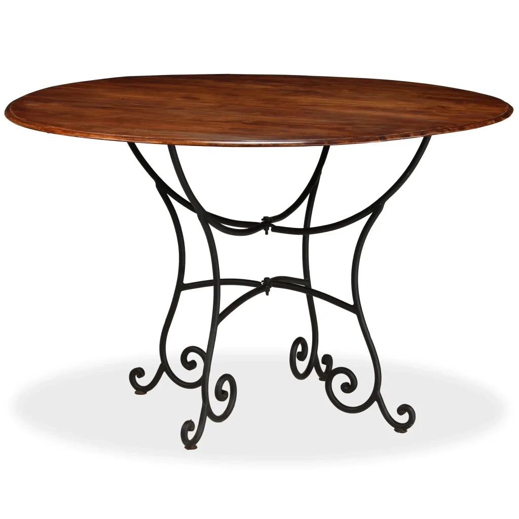 Tavolo da Pranzo in Legno di Acacia Finitura Ambra 120x76 cm 245642