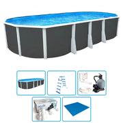 Piscina Fuori Terra Steeldesign Omega 915 Liner 0,6 Mm - 9,15 X 4,57 X H.1,32 M - Kit Base