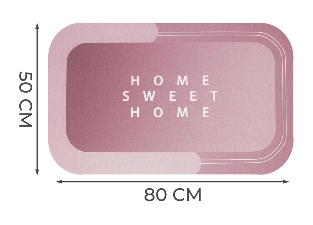 Tappeto Bagno Doccia Antiscivolo Assorbente Home Sweet Home - Home Sweet Home - Rosa