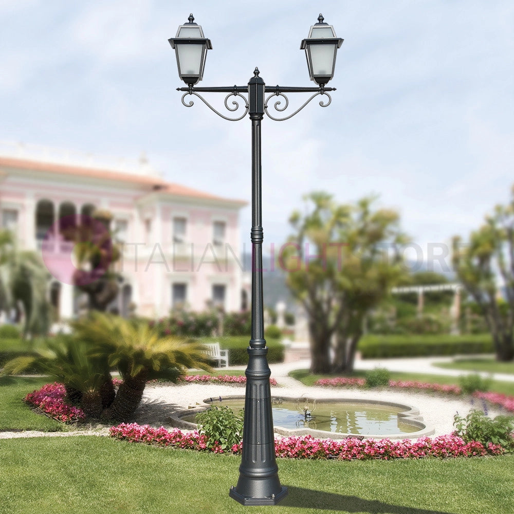 ARTEMIDE ANTRACITE Lampione h. 255 a 2 luci per Esterno Classico Lanterne Quadrate