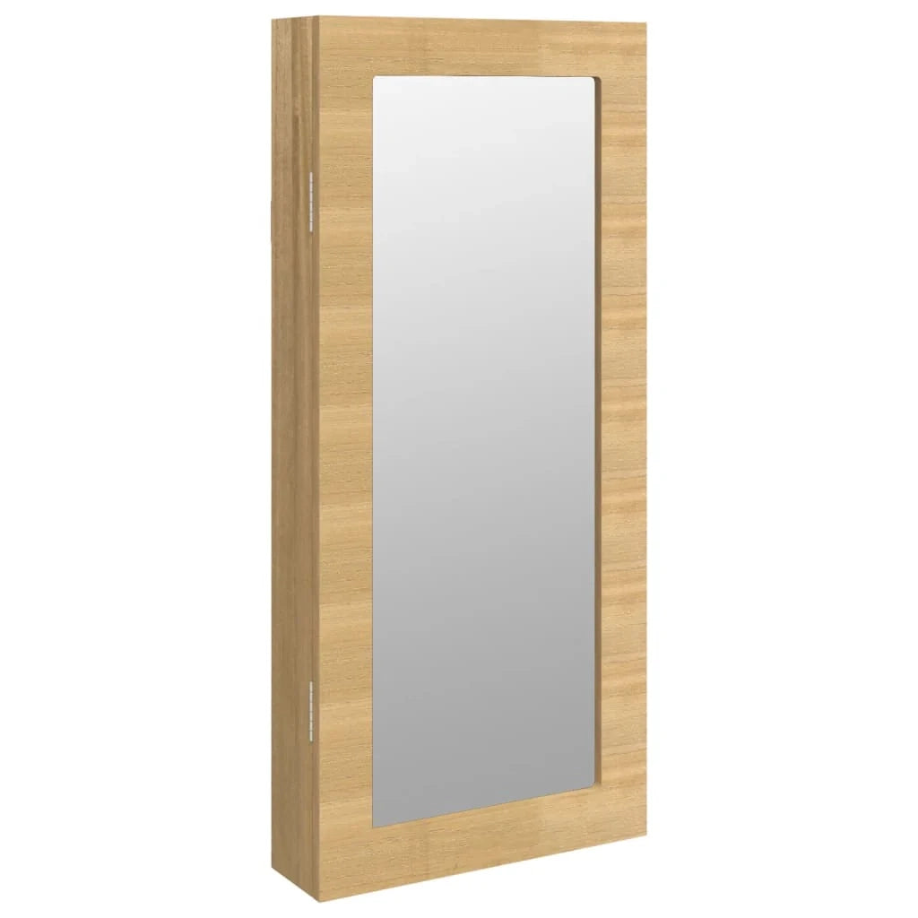 Mobiletto portagioielli organizer per camera da letto spogliatoio bagno con specchio da parete 30 x 8,5 x 67 cm marrone 02_0022825