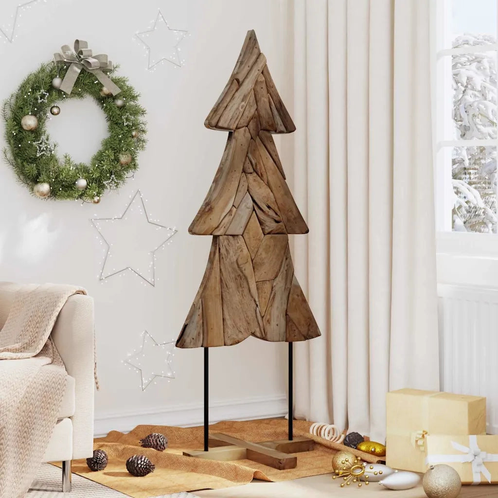 Albero di Natale | Decorazioni natalizie Marrone 151 cm Legno massello di teak