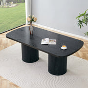 Tavolo da pranzo ovale nero in MDF con base scanalata