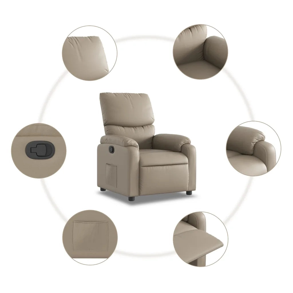 Poltrona | Sedia Relax Reclinabile Cappuccino in Similpelle