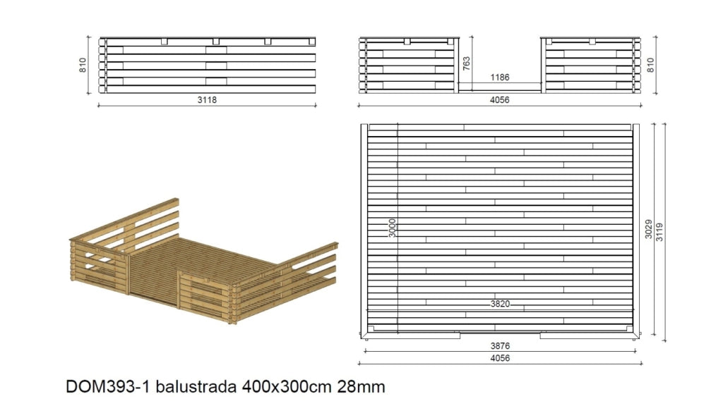 Veranda - 12 m2 - 4m x 3m - colore: naturale - DOM393 - ALTANKA