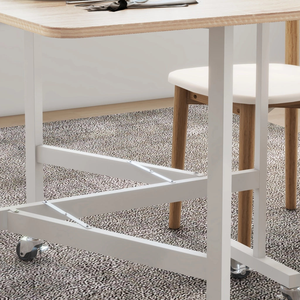 EasyComfort Tavolo Pieghevole Moderno a 2 Ribalte con Rotelle in MDF e Acciaio, 120x80x73cm, Marrone