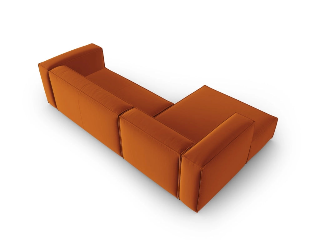 Cosmopolitan Design - Divano angolare sinistro "Mackay" 4 posti in velluto terracotta 