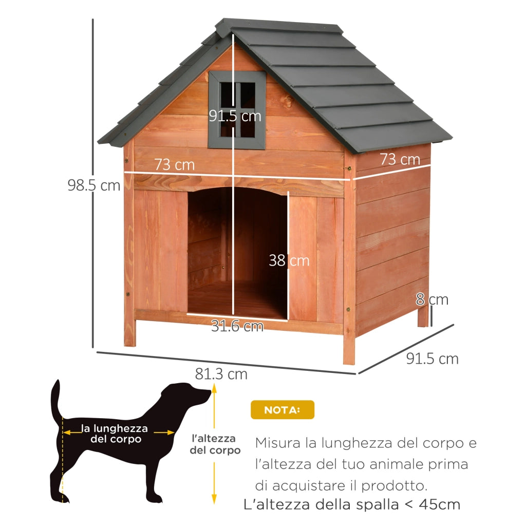 Cuccia per Cani da Esterno in Legno di Abete ¨C zephmum ¨C Grigio 81.3x91.5x98.5 cm