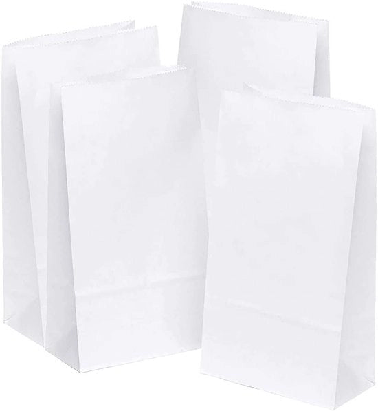 Sacchetto di carta per regali - 50 pezzi - Carta forte bianca - Sacchetti per regali e dolci - Sacchetti per regali riutilizzabili e riciclabili - Sicuro per alimenti - Sacchetto per regali