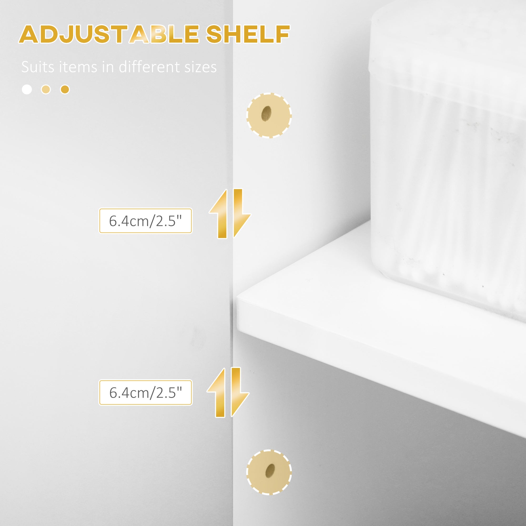 Mobiletto Bagno 60x30x120 cm in MDF e Acciaio Bianco