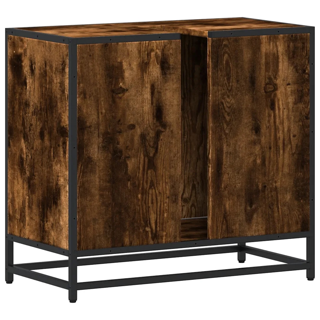 Mobile Lavabo Bagno-Armadietto da bagno Rovere Fumo 65x33x60 cm Legno Multistrato 582392