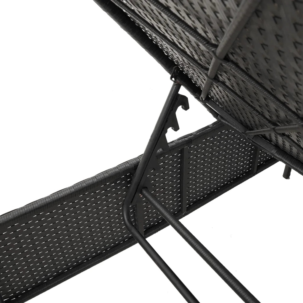 Set Lettini Prendisole con Cuscini 3pz Nero in Polyrattan 3284263