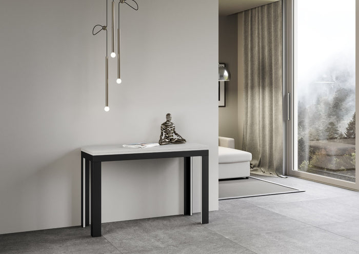 Tavolo Salvaspazio Allungabile 120x45/90x80/79 Tavolo Linea Double Bianco Frassino