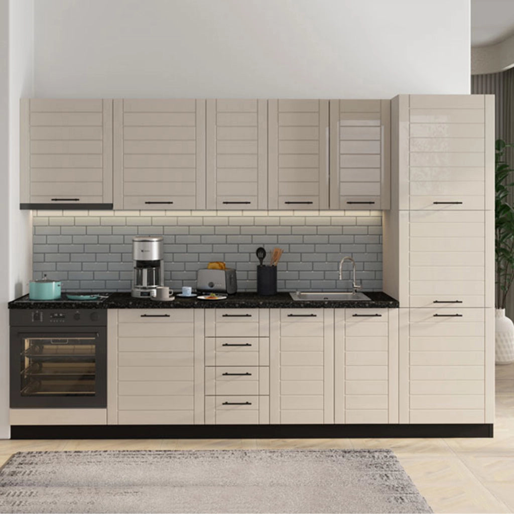 Mobile da Cucina Hallst, Dispensa da Cucina 6 Ripiani, 60x58x214h cm Bianco Crema