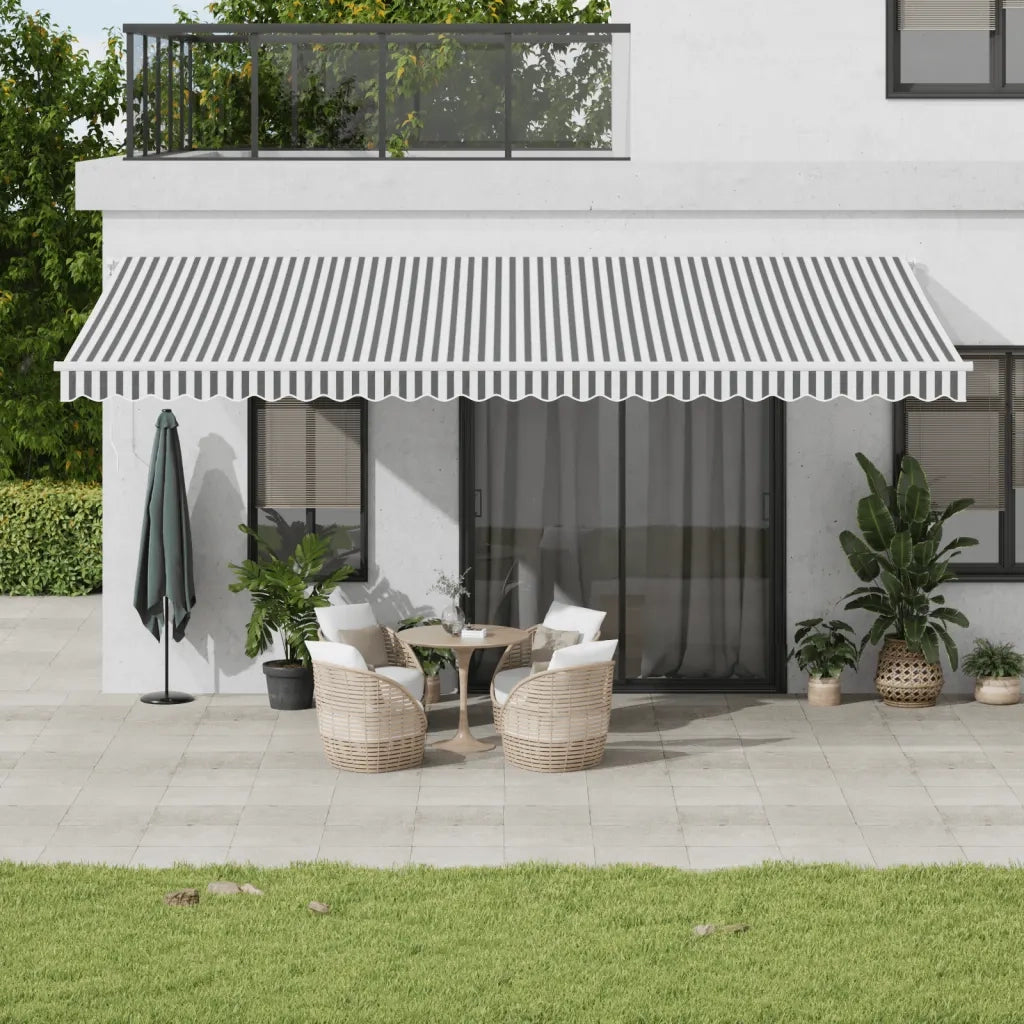 Tenda Sole Retrattile Automatica 600x350 cm Antracite e Bianco 3215806