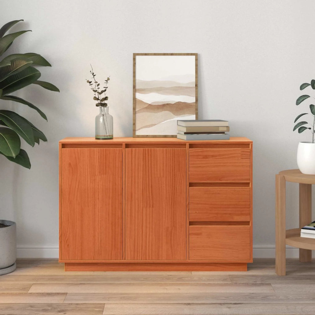 Credenza | Madia | Buffet da pranzo | Armadio da pranzo Rovere Marrone 111 x 34 x 75 cm Pino massello