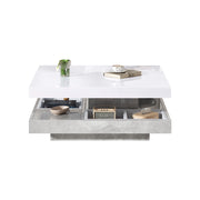 TAVOLINO DA SALOTTO Doppio piano girevole 360° 70x70x36 cm Bianco/effetto marmo