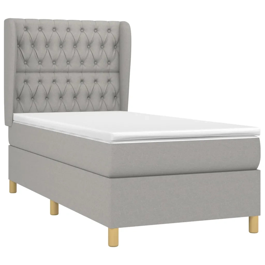 Giroletto a Molle con Materasso Grigio Chiaro 90x190 cm Tessuto 3128725