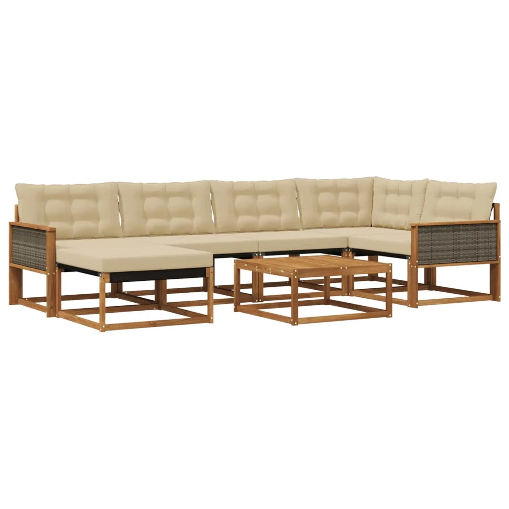 Set di divani da esterno con cuscino 7 pcs Naturale e Beige 3381549