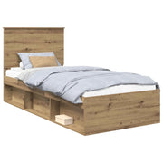 Letto singolo | Letto per adulti | Struttura del letto con testiera Rovere Artigianale 90 x 200 cm