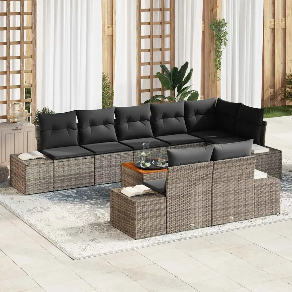 Set Divano da Giardino con cuscino 9 pcs Grigio polyrattan 3347972