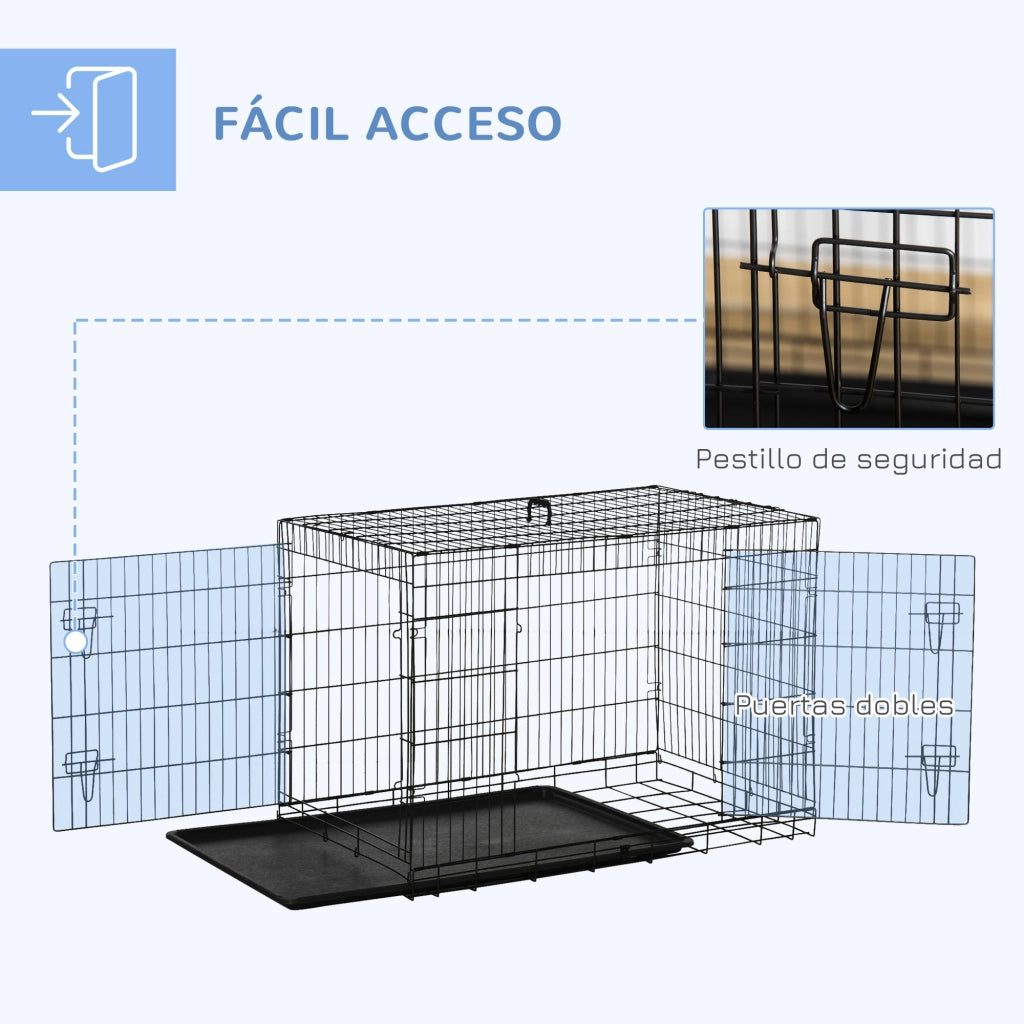 Gabbia per Cani Pieghevole ¨C zephmum ¨C Griglia Acciaio Nero 106x68x76 cm