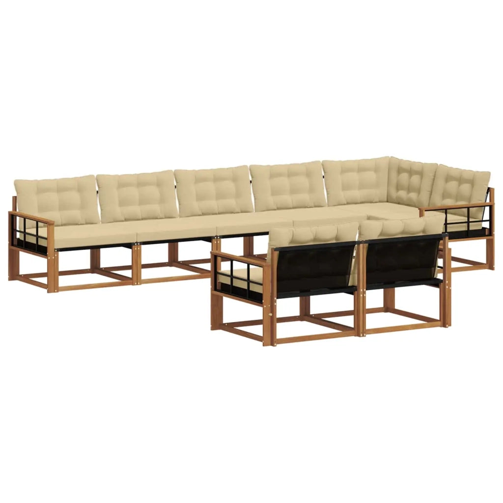 Set di divani da esterno con cuscino 8 pcs Naturale e Beige