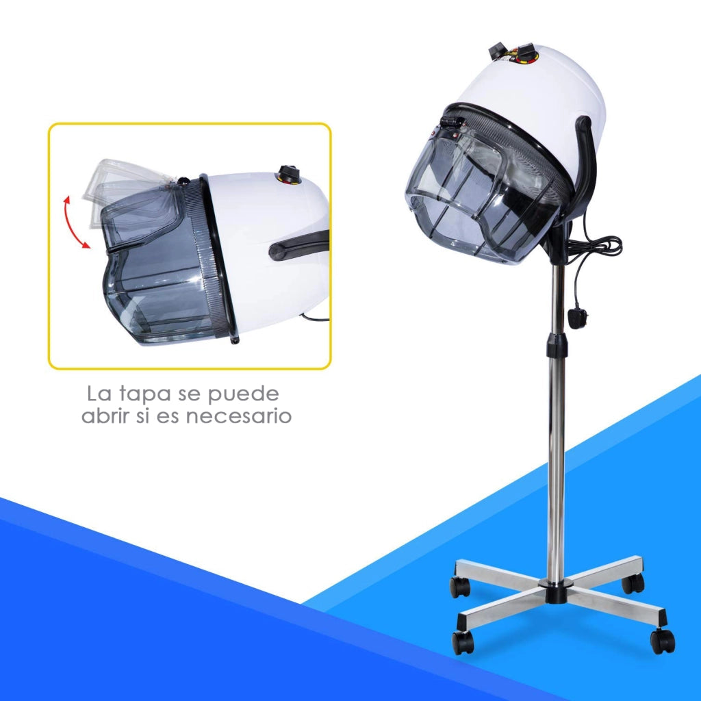 Casco Asciugacapelli Professionale 1180W ¨C Xylo ¨C Altezza Regolabile con Timer e Ruote Bianco