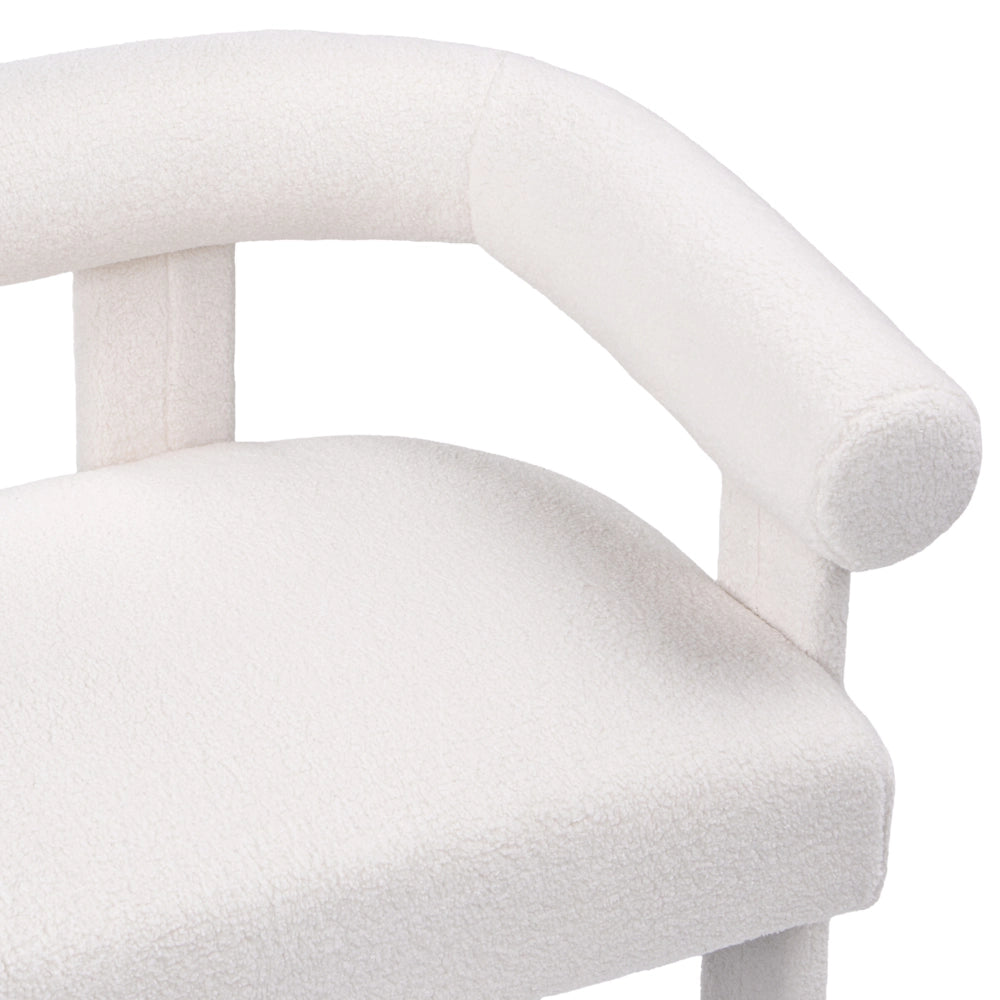 Divano a 2 posti morbido tessuto Boucle bianco sporco stile retrò vintage gambe in legno