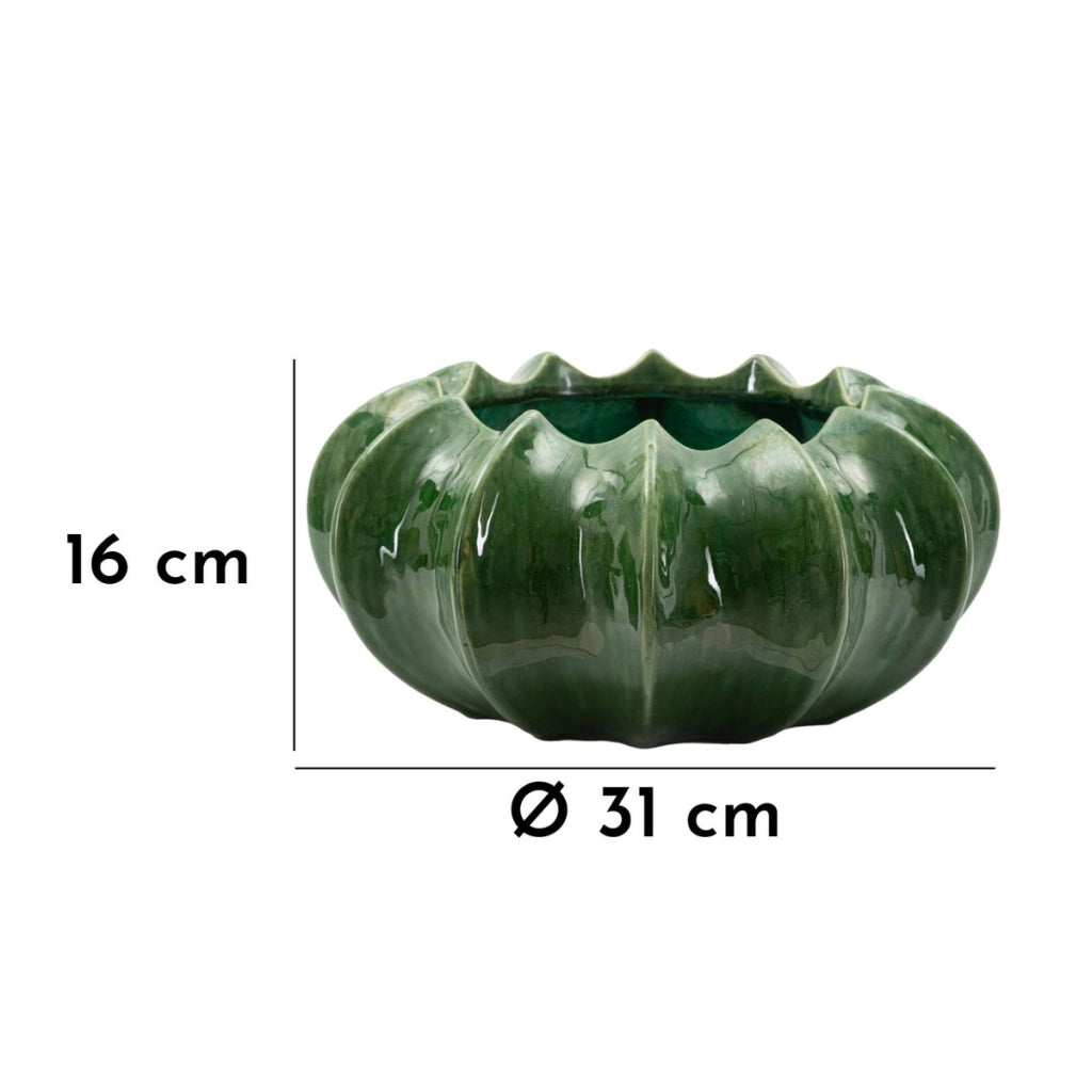 Vaso Decorativo VKH834, Verde, Ceramica, 31x31x16 cm