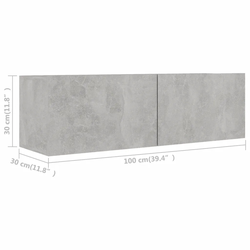 Set di Mobili Porta TV 2 pz-Credenza TV-Console TV Grigio Cemento in Legno Multistrato