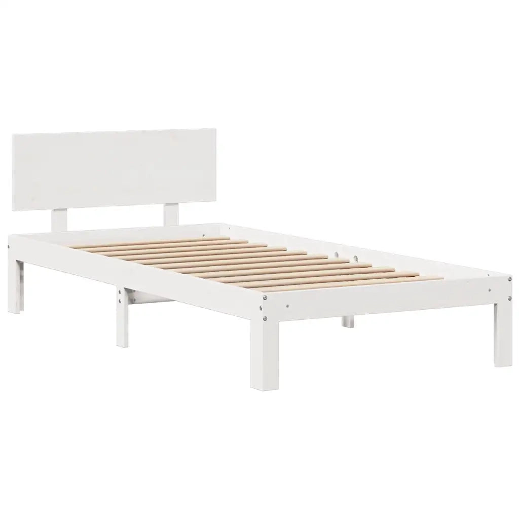 Letto Libreria senza Materasso Bianco 140x190 cm Legno di Pino 3322629