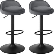 Sgabelli da Cucina in Velluto con Poggiapiedi Sgabelli da Bar Moderni per Bancone Penisola Sedie Alte Girevoli Altezza Seduta Regolabile 62-84cm, Grigio scuro 2 Pezzi 0823BY-2