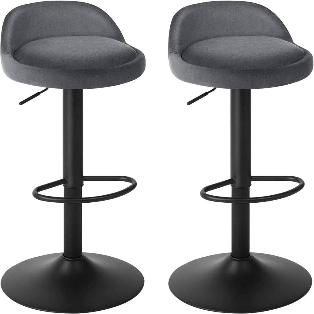 Sgabelli da Cucina in Velluto con Poggiapiedi Sgabelli da Bar Moderni per Bancone Penisola Sedie Alte Girevoli Altezza Seduta Regolabile 62-84cm, Grigio scuro 2 Pezzi 0823BY-2